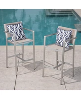 Streamdale Furniture 29.50" Barstools With Silver Rust-Proof Aluminum Frame, Grey Mesh, Set Of 2