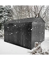 Simplie Fun Metal garden sheds 6ftx8ft outdoor storage sheds black with window