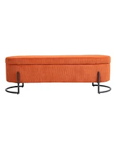 Storage Ottoman, Bedroom End Bench, Upholstered Fabric Storage Ottoman with Safety Hinge, Entryway Padded Footstool, Ottoman Bench for Living Room & B