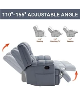 Manual Recliner Chair with Rocker and Swivel in Fabric for Living Room, Blue