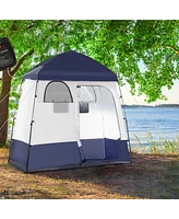 Simplie Fun Shower Tent, Pop Up Privacy Shelter for Camping, Dressing Changing Room, Portable Instant Outdoor Shower Tent Enclosure w/ 2 Rooms, Shower