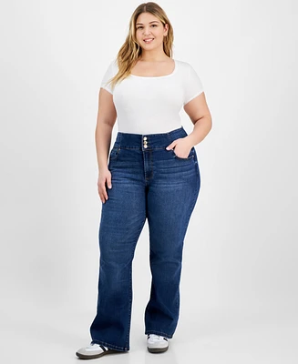 Celebrity Pink Trendy Plus High-Rise Curvy Bootcut Jeans