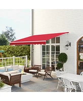 Simplie Fun 12' x 10' Retractable Awning Patio Awnings Sun Shade Shelter with Manual Crank Handle