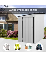 4' x 6' Metal Outdoor Storage Shed, Lean to Storage Shed, Garden Tool Storage House with Lockable Door and 2 Air Vents for Backyard, Patio, Lawn, Whit