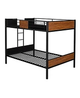 Slickblue Modern Full-Over-Full Bunk Bed with Steel Frame, Safety Rail & Built-In Ladder for Bedroom or Dorm