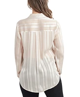 Bcx Juniors' Solid Satin Shadow Striped Long-Sleeve Blouse