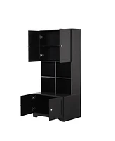 Streamdale Furniture Tall and Wide Bathroom Floor Storage Cabinet, Bathroom Storage Unit, Freestanding Cabinet with 4 Doors, Adjustable Shelves, Open