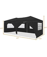 Simplie Fun 10'x20' Folding Canopy with 6 Removable Sidewalls Outdoor Event Shelter Upf 50+ Gazebo Portable Tents for Parties Beach Camping Wedding Ez