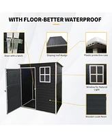 5x3ft Resin Outdoor Storage Shed Kit-Perfect to Store Patio Furniture, Black