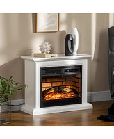 31" Electric Fireplace with Dimmable Flame Effect and Mantel, Freestanding Space Heater with Log Hearth and Remote Control, 1400W, White