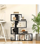 Costway 1 Pcs 5-Tier S-Shaped Bookshelf with Open Cubes Anti-Toppling Kits Freestanding Bookcase