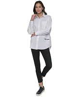 Dkny Jeans Women's Oversized Logo-Print Shirt - WHB