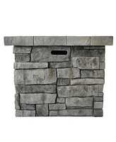 Streamdale Furniture 30" Outdoor Square Mgo Propane Fire Pit - 40,000 Btu, Grey