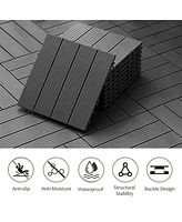 Streamdale Furniture Plastic Composite Deck Tiles Set of 35pcs, Composite Decking Resist Rust, Water, Weather, Indoor&Outdoor, Easy to Diy & Maintain,