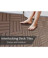 Streamdale Furniture Wood Plastic Composite Deck Tiles Set of 20pcs, Composite Decking Resist Rust, Water, Weather, Easy to Diy & Maintain, Indoor&Out