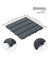 Simplie Fun 44 Pack 12x12 Square Waterproof Outdoor Deck Tiles - Interlocking, All-Weather, Slip-Resistant, Easy