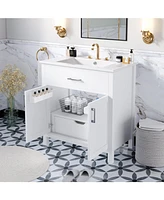 30-Inch Bathroom Vanity with Ceramic Sink and Ample Storage - The Perfect Choice for Small Bathrooms