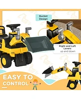 Streamdale Furniture Ride on Excavator for Kids, Caterpillar Cat Licensed Ride on Digger Construction Vehicles with Manual Shovel, Horn, Hidden Storag