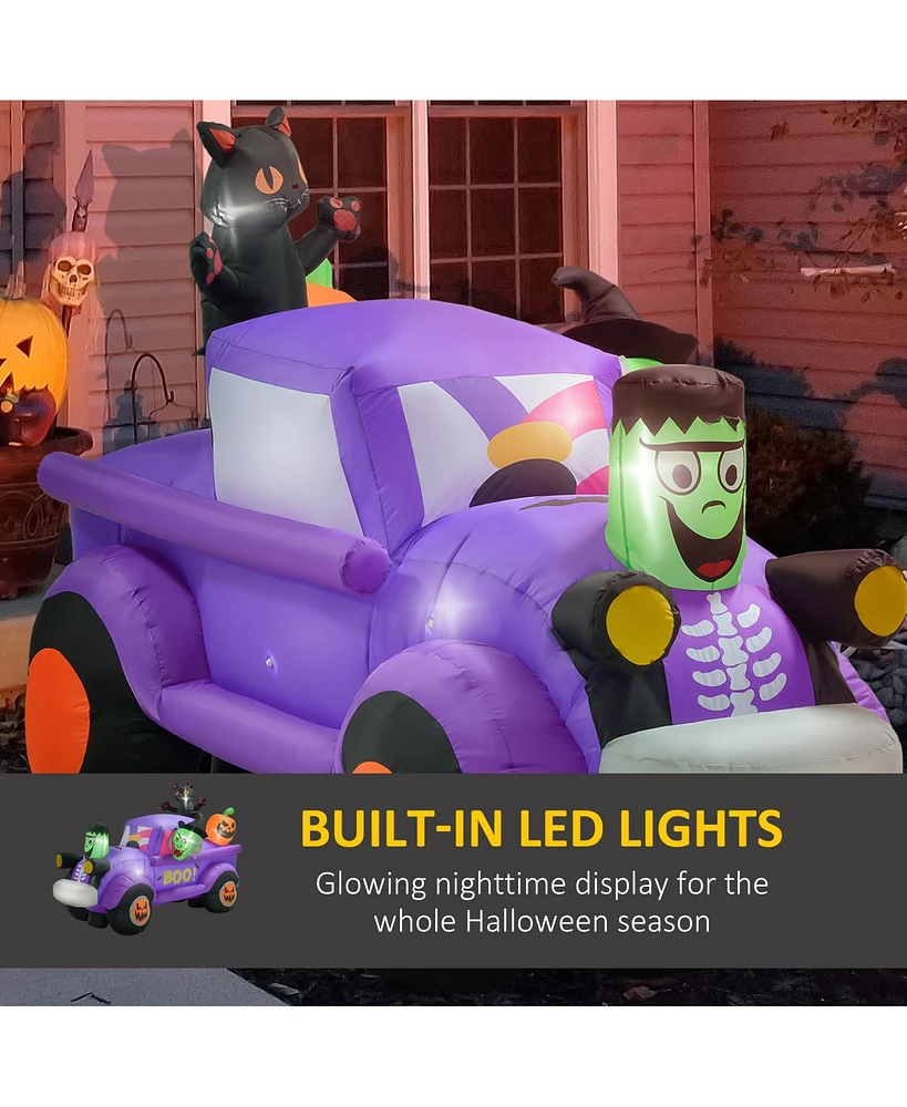 Streamdale Furniture 5ft Witch Driving Halloween Inflatable Truck, Blow Up Outdoor Led Yard Display, Waterproof