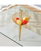 Simplie Fun Modern rectangular glass dining table, suitable for 4