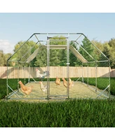 Simplie Fun 10 ft. x 20 ft. Galvanized Large Metal Walk in Chicken Coop Cage Farm Poultry Run Hutch Hen House