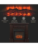 Simplie Fun 32" Electric Fireplace with Mantel, Freestanding Heater with Led Log Flame, Overheat Protection and Remote Control, 1400W, White