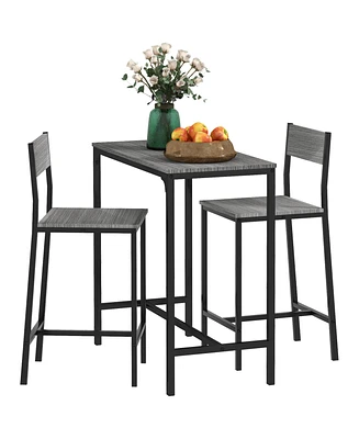 Streamdale Furniture 3 Piece Bar Table and Chairs, Industrial Dining Table Set for 2, Counter Height Kitchen Table with Bar stools, Breakfast Table Se