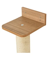 Wall-Mounted Multi-Level Cat Tree Activity Tower with Sisal-Covered Scratching Posts & an Interior Condo Area