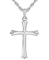 Pointed Tip Polished Cross 18" Pendant Necklace in Sterling Silver