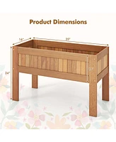 Costway Wooden Elevated Planter Box with Solid Wood Frame & Sturdy Legs Slatted Bottom