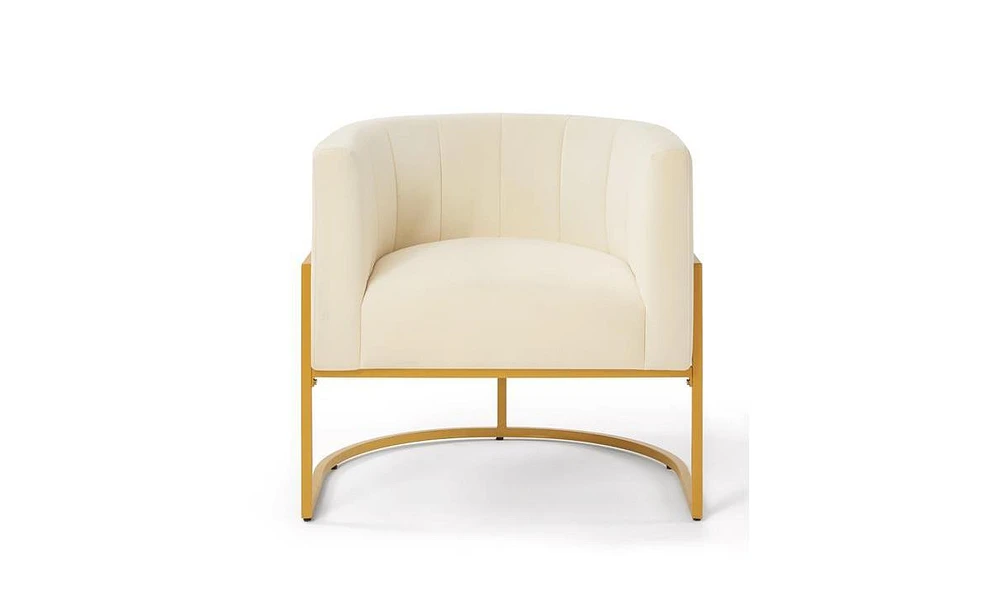 Slickblue Upholstered Velvet Chair with Gold Metal Base for Stylish and Elegant Home Decor