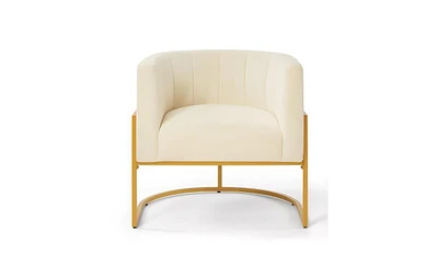 Slickblue Upholstered Velvet Chair with Gold Metal Base for Stylish and Elegant Home Decor