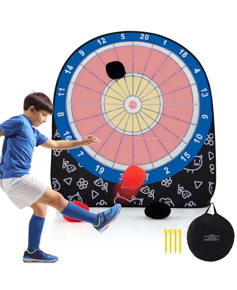 Costway Large Dart Board for Kids with 4 Kick Balls, Carrying Bag Giant Outdoor