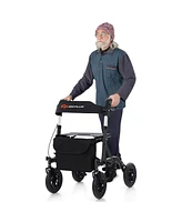 Costway Foldable Height Adjustable Rollator Walker with Seat, Storage Bag for Seniors