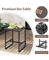 Costway 5-Piece Counter Bar Set Patio Rattan Counter Set with Polywood Tabletop