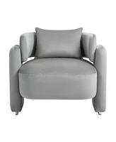 Slickblue Modern Velvet Lounge Chair Single Sofa with Pillows for Living Room and Bedroom