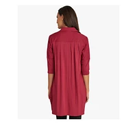 Stella Carakasi Women's 3/4 Sleeve Button-Front Cotton Poplin Shirt Top Tiburon Tunic Icon