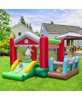 Costway 4-in-1 Farm Themed Inflatable Bounce House with Slide Ball Pit & Basketball Hoop