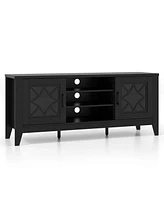 Costway Tv Stand for TVs up to 65" with 3-Position Adjustable Shelves Tempered Glass Doors