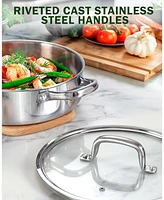 Cook N Home 10.5 Inch Tri-Ply Clad Stainless Steel Deep Frying Pan with Glass Lid