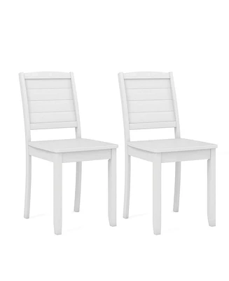Costway Armless Wood Dining Chair Set of 2 with Rubber Legs Curved Backrest Kitchen
