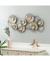 LuxenHome 47" W Distressed Metal Modern Flower Wall Decor