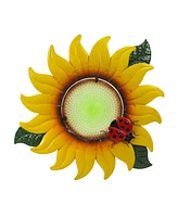 LuxenHome Sunflower Metal and Glass Outdoor Wall Decor