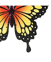 LuxenHome Orange/Yellow Butterfly Metal and Glass Outdoor Wall Decor