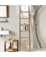 LuxenHome Rustic 6ft Decorative Blanket Ladder
