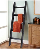 LuxenHome Black Wood 4.8ft Decorative Blanket Ladder