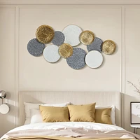 LuxenHome 48-In Wide Connected Circles Metal Wall Decor Sculpture