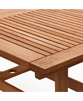 LuxenHome Carmel Solid Wood Extendable Outdoor Dining Table