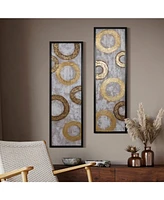 LuxenHome 2-Piece Gold and Brown Metal with Black Rectangle Frame Wall Decor Set