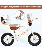 Costway 12 Inch Toddler Balance Bike No Pedal Training Bicycle with Inflatable Rubber Tires